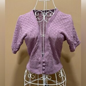 Free People Intimately Pink Knit Cropped Button Front Cardigan Size M